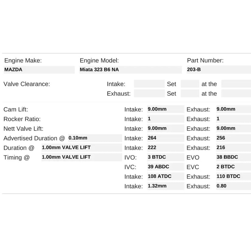 Kelford Cams 264/256 Stage 2 High Performance Cams Mazda MX-5 B6 NA
