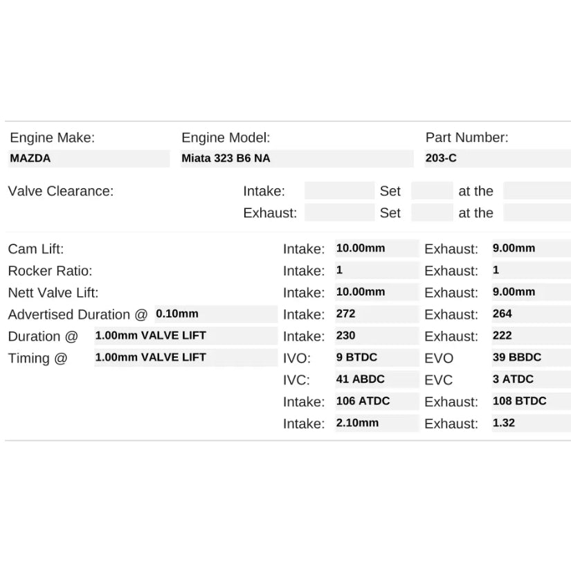 Kelford Cams 272/264 Stage 3 Race Cams Mazda MX-5 B6 NA