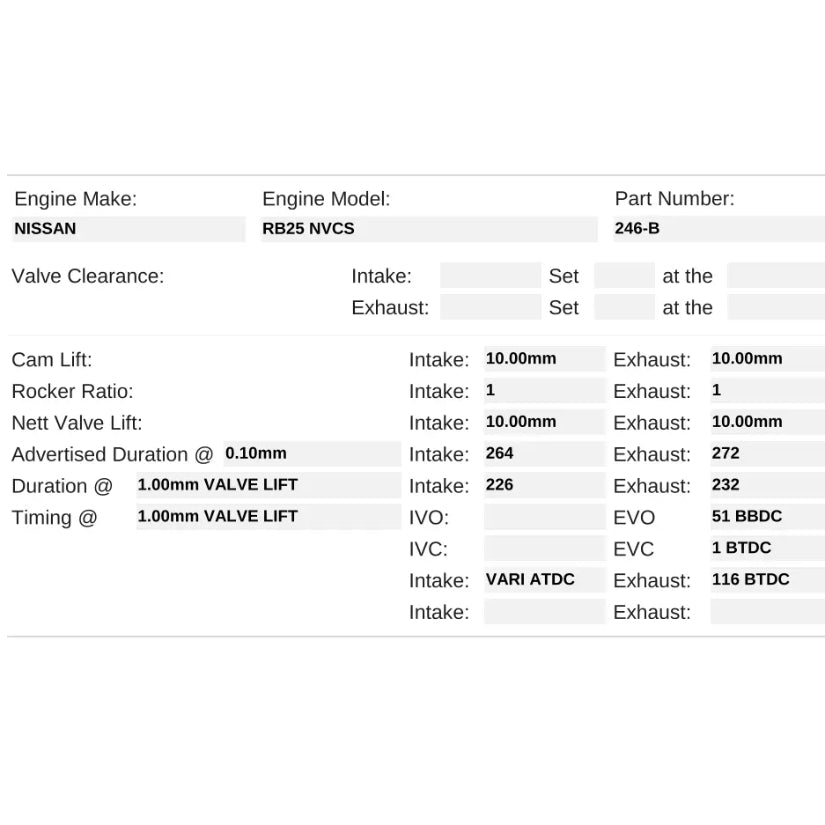 Kelford Cams 264/272 High Lift Cams Nissan RB25DET NVCS R33