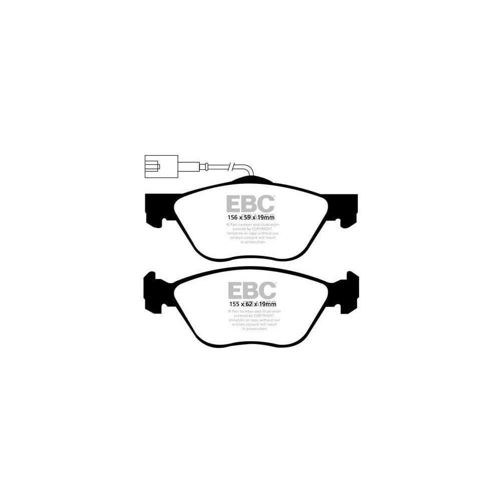 EBC Greenstuff 2000 Brake Pads 155mm x 62mm DP21571 - Front