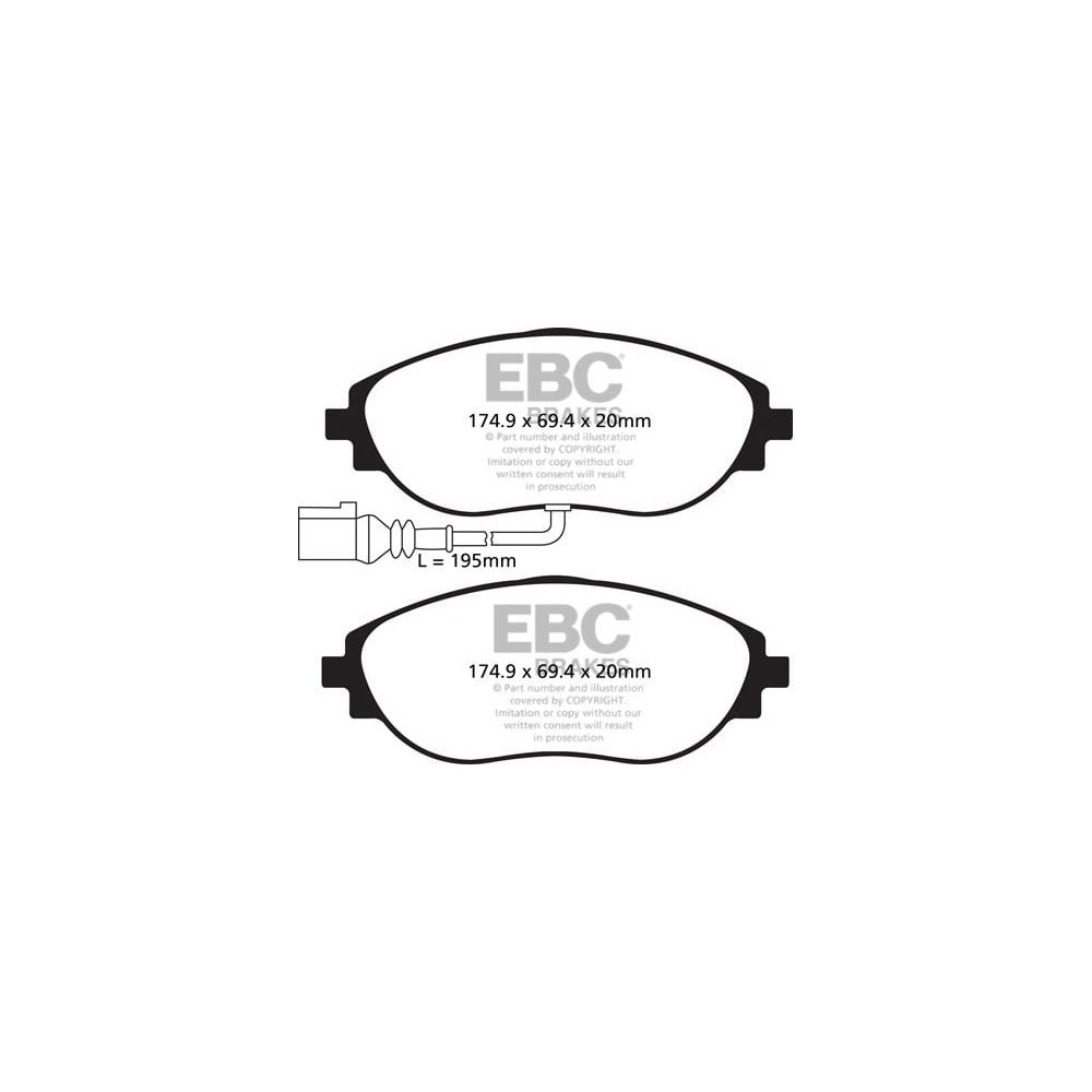 EBC Greenstuff 2000 Brake Pads 174.9mm x 69.4mm DP22127 - Front