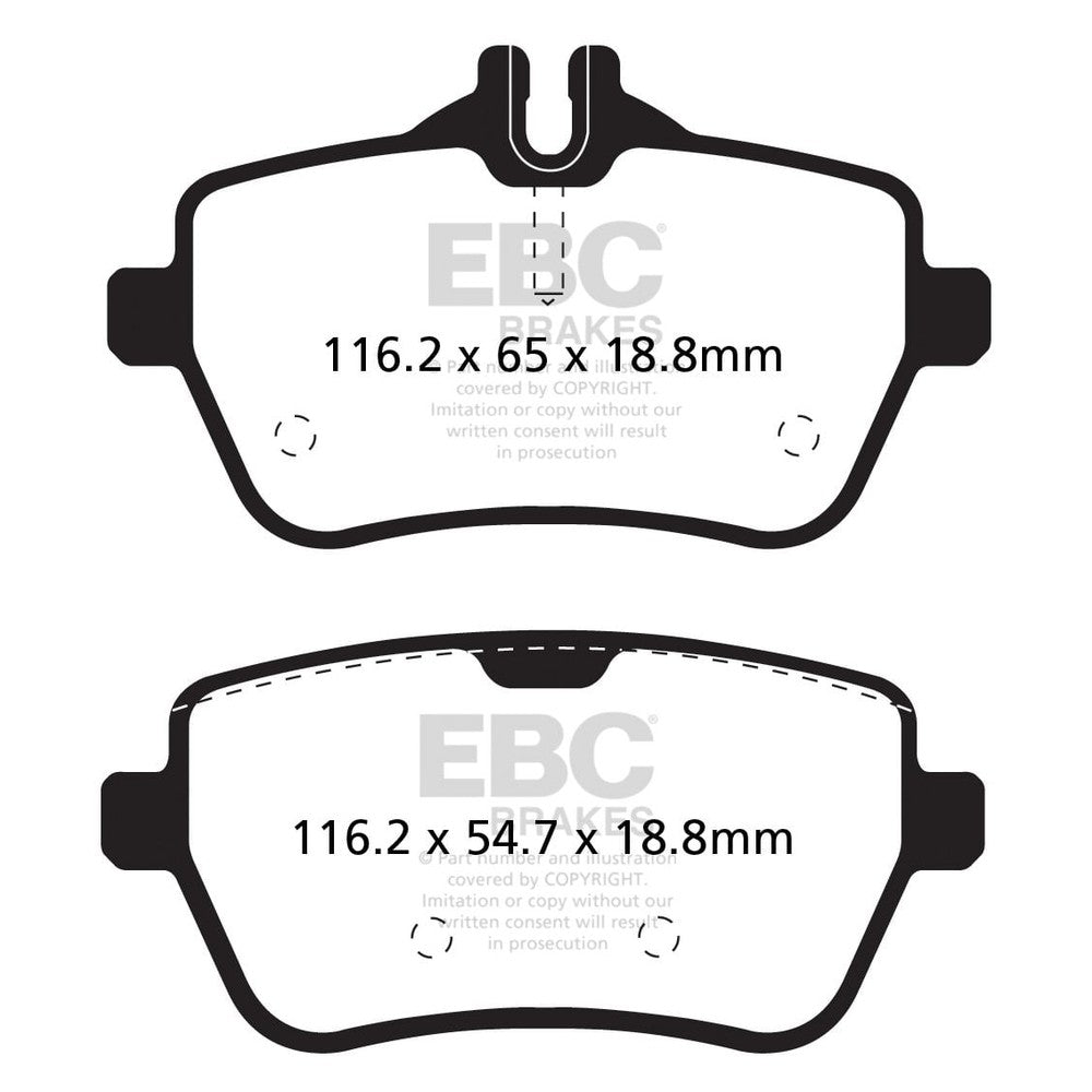 EBC Greenstuff 2000 Brake Pads 116.2mm x 54.7mm DP22180 - Rear