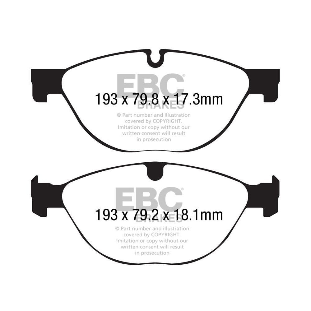 EBC Bluestuff NDX Brake Pads 193mm x 79.2mm DP52191NDX - Front