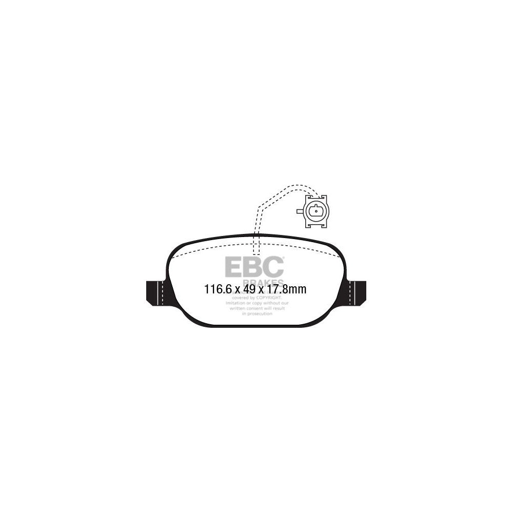 EBC Yellowstuff Brake Pads 116.6mm x 49mm DP42236R - Rear