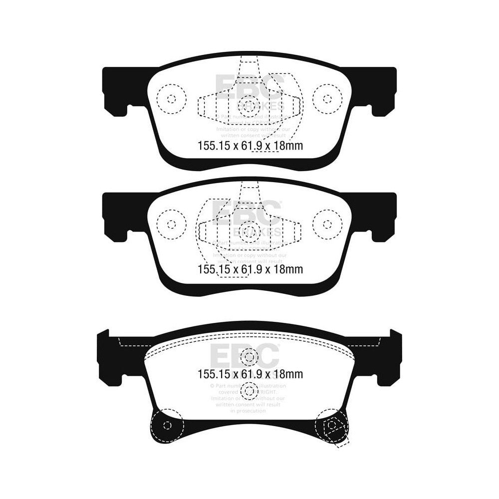 EBC Ultimax Brake Pads 155.15mm x 61.9mm DPX2242 - Front