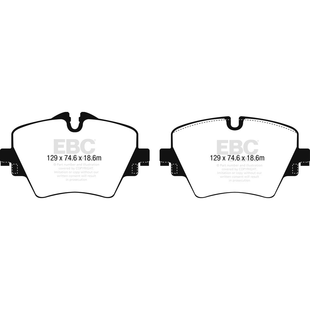 EBC Redstuff Brake Pads 129mm x 70.1mm DP32245C - Front