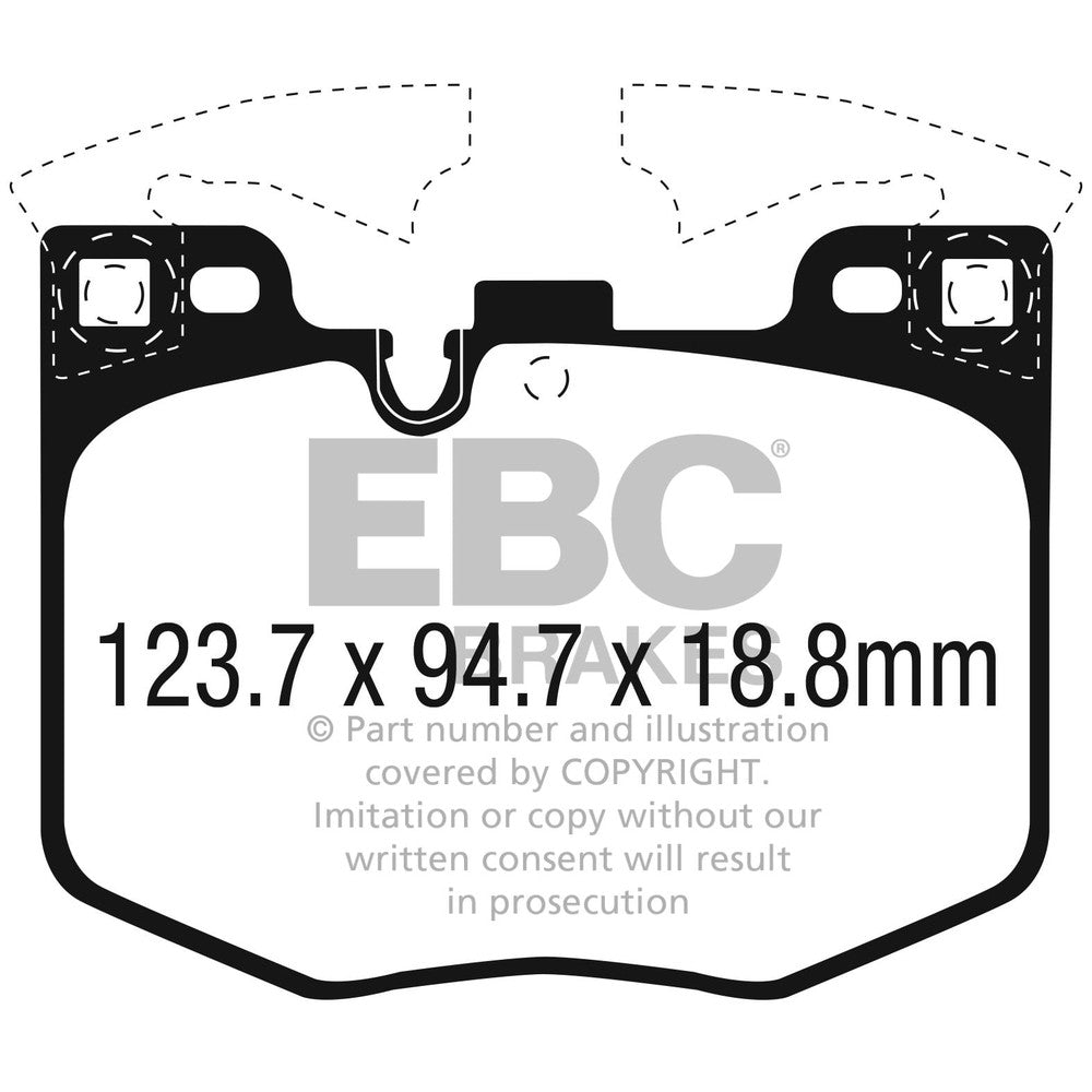 EBC Redstuff Brake Pads 123.7mm x 94.7mm DP32302C - Front