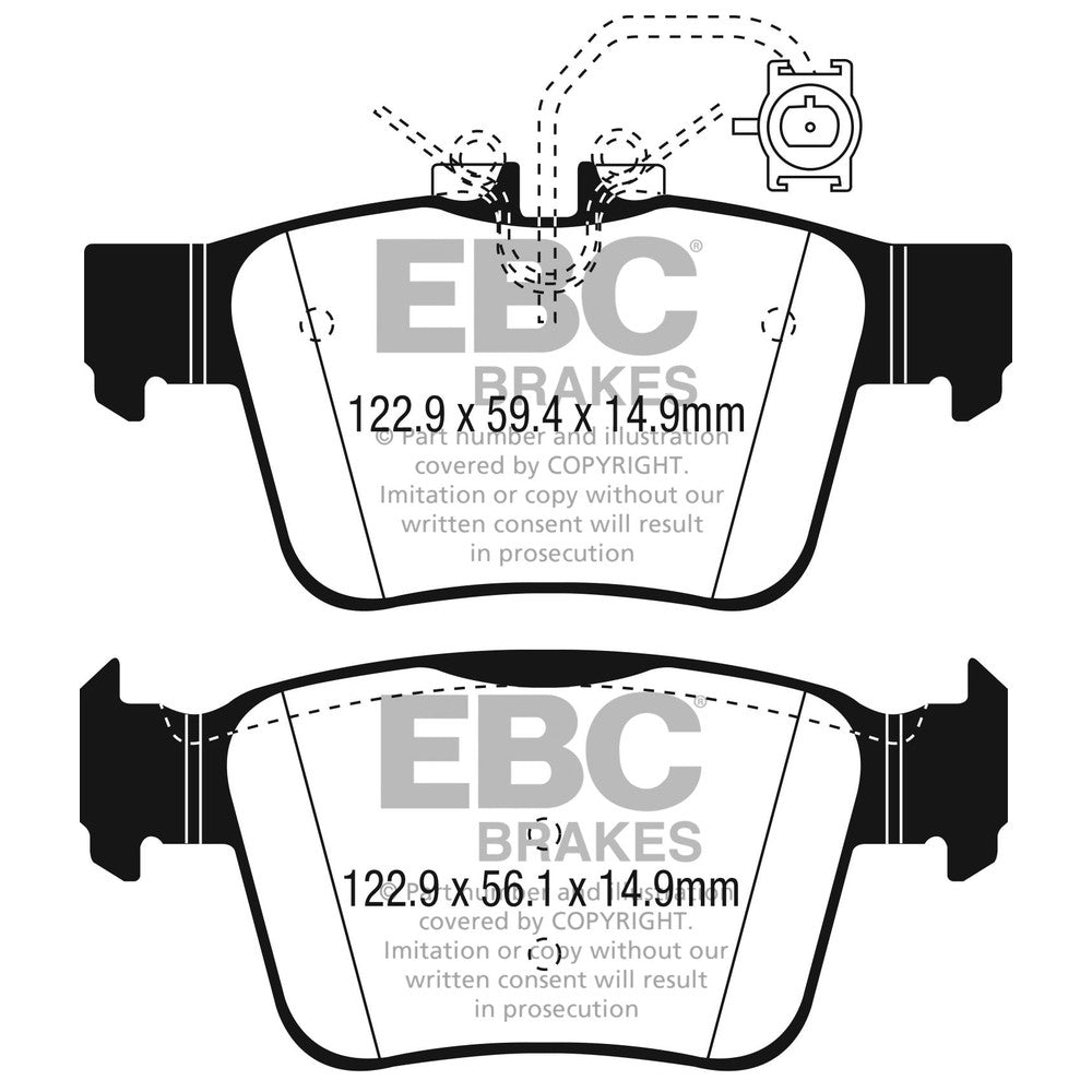 EBC Greenstuff 2000 Brake Pads 122.9mm x 56.1mm DP22315 - Rear