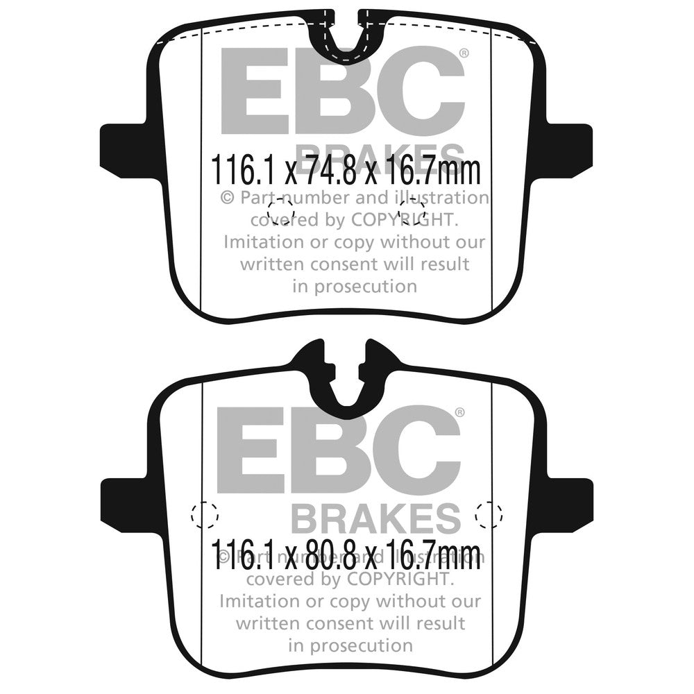 EBC Redstuff Brake Pads 116.1mm x 74.8mm DP32320C - Rear