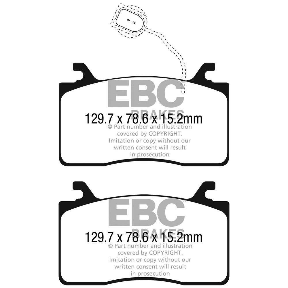 EBC Bluestuff NDX Brake Pads 129.7mm x 78.6mm DP52325NDX - Front