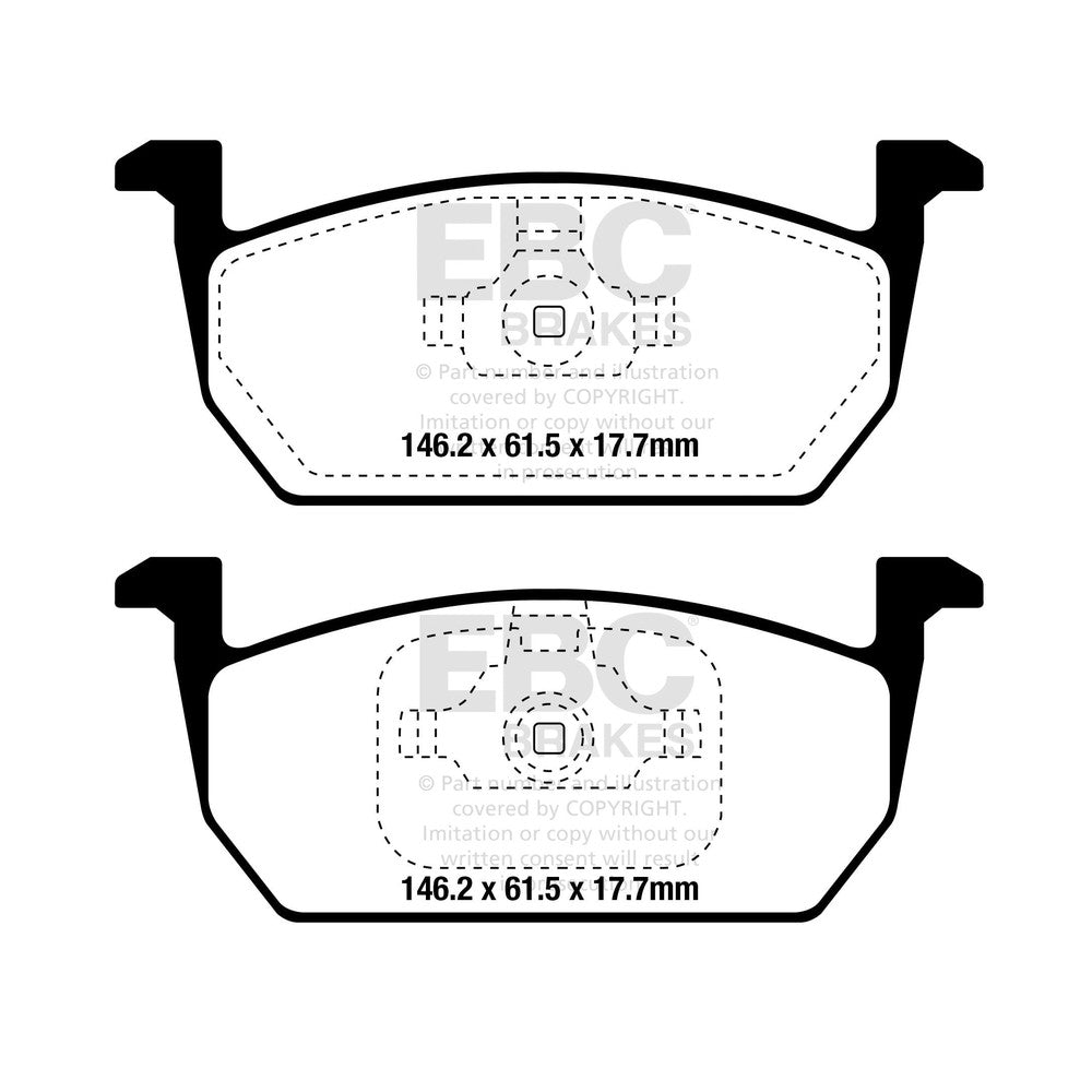 EBC Greenstuff 2000 Brake Pads 146.2mm x 61.5mm DP22374 - Front