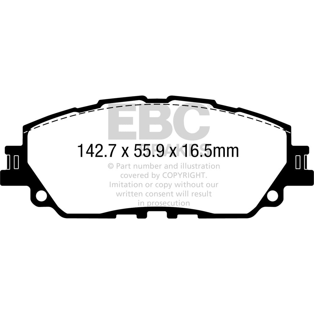 EBC Greenstuff 2000 Brake Pads 142.7mm x 55.9mm DP22378 - Front