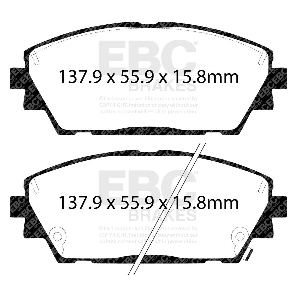 EBC Greenstuff 2000 Brake Pads 137.9mm x 55.9mm DP22416 - Front
