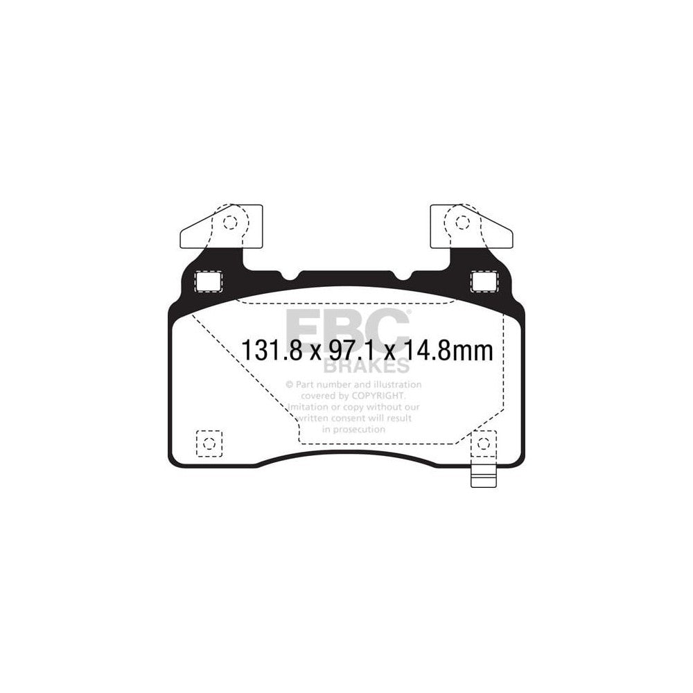 EBC Greenstuff 2000 Brake Pads 131.8mm x 97.1mm DP23028 - Front