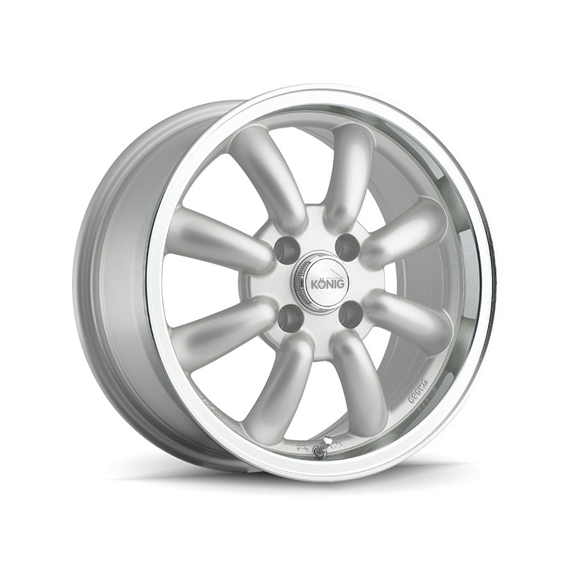 Konig Rewind Alloy Wheel 15x7 ET0 4x114.3 Silver Machined Lip 73.1mm CB