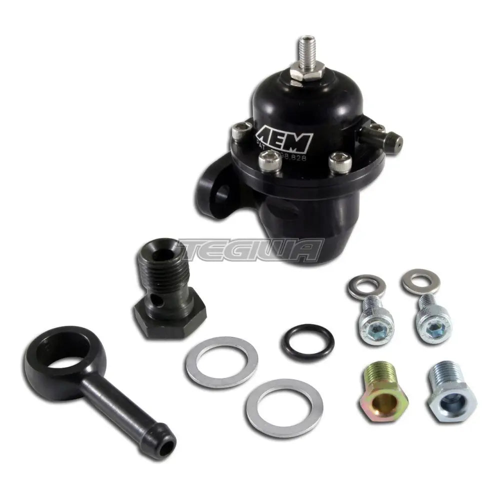 AEM Adjustable Fuel Pressure Regulator Black Honda Inline Flange 90 Degree Return Line Fitting
