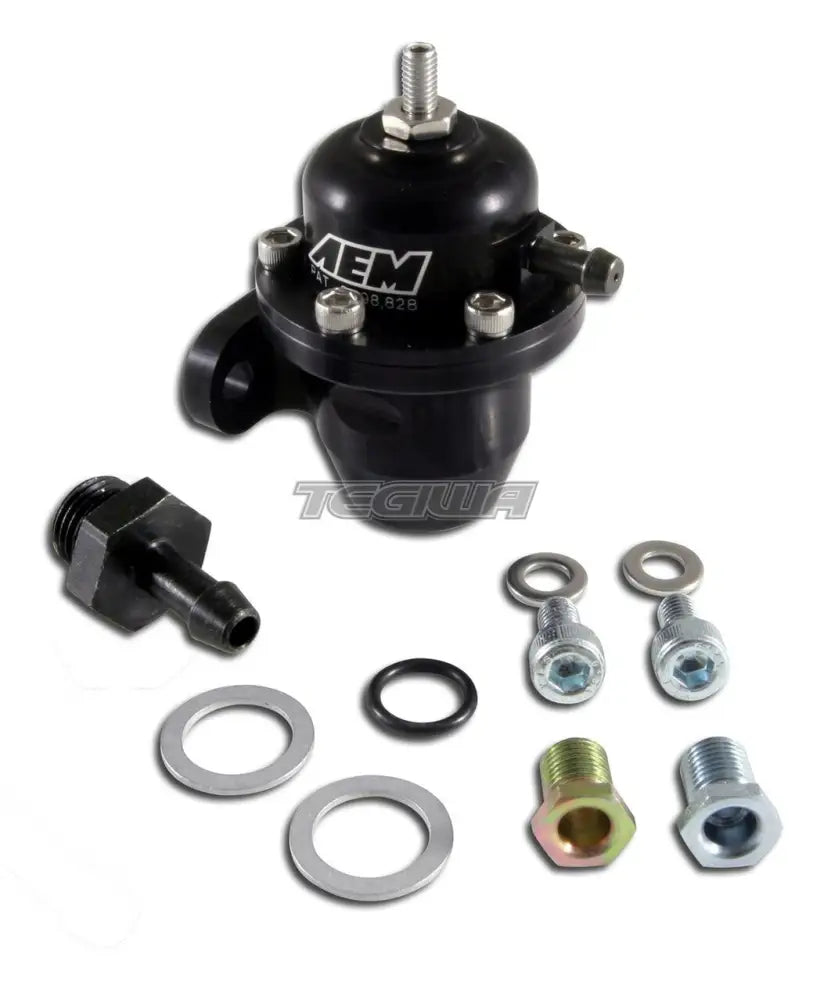 AEM Adjustable Fuel Pressure Regulator Black Honda Inline Flange Straight Return Line Fitting