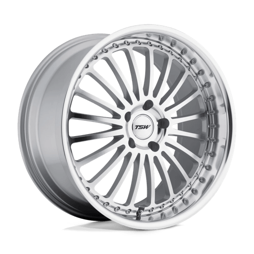 TSW SILVERSTONE Alloy Wheel 22x9 ET35 5x120 Silver Mirror Cut Face & Lip 76.1mm CB