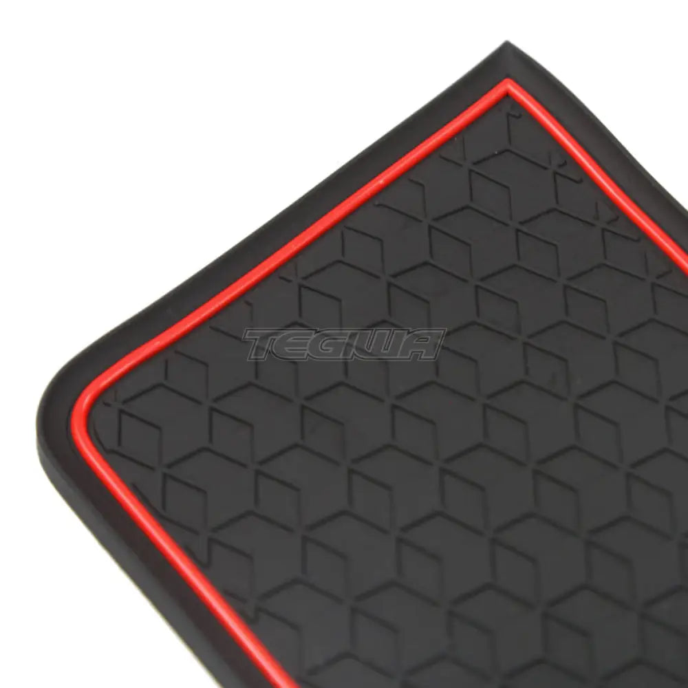 Anti-Slip Rubber Interior Mats Cup Coaster Set Black/Red Toyota Gr Yaris 20 +