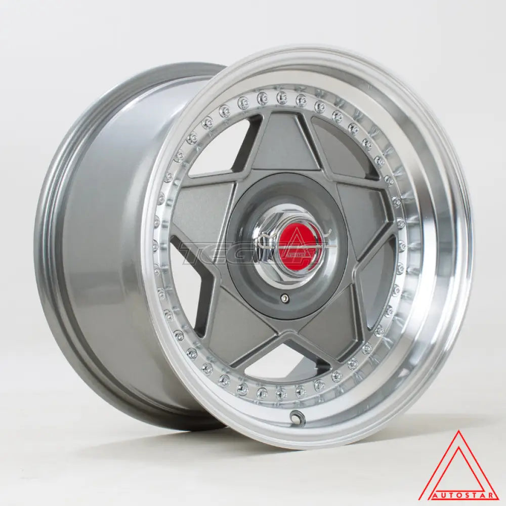 Autostar Centro Alloy Wheel 15x8.25 ET20 4x100,4x108 Gunmetal Polished Lip 73.1mm CB Alloy Wheels