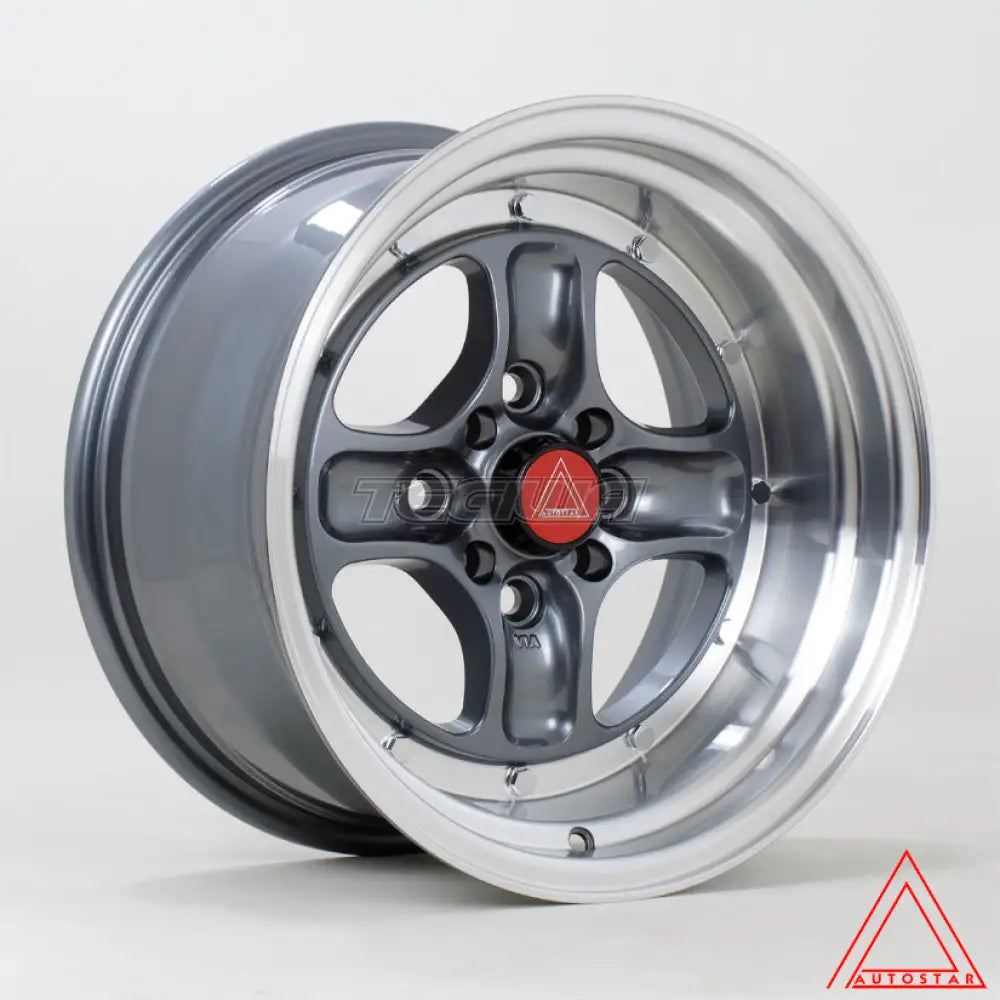 Autostar Classic Alloy Wheel 15x8 ET0 4x100,4x114 Gunmetal Polished Lip 73.1mm CB Alloy Wheels