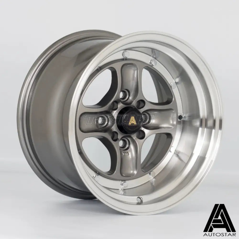 Autostar Classic Alloy Wheel 15x9 ET0 4x100,4x114 Gunmetal Polished Lip 73.1mm CB Alloy Wheels
