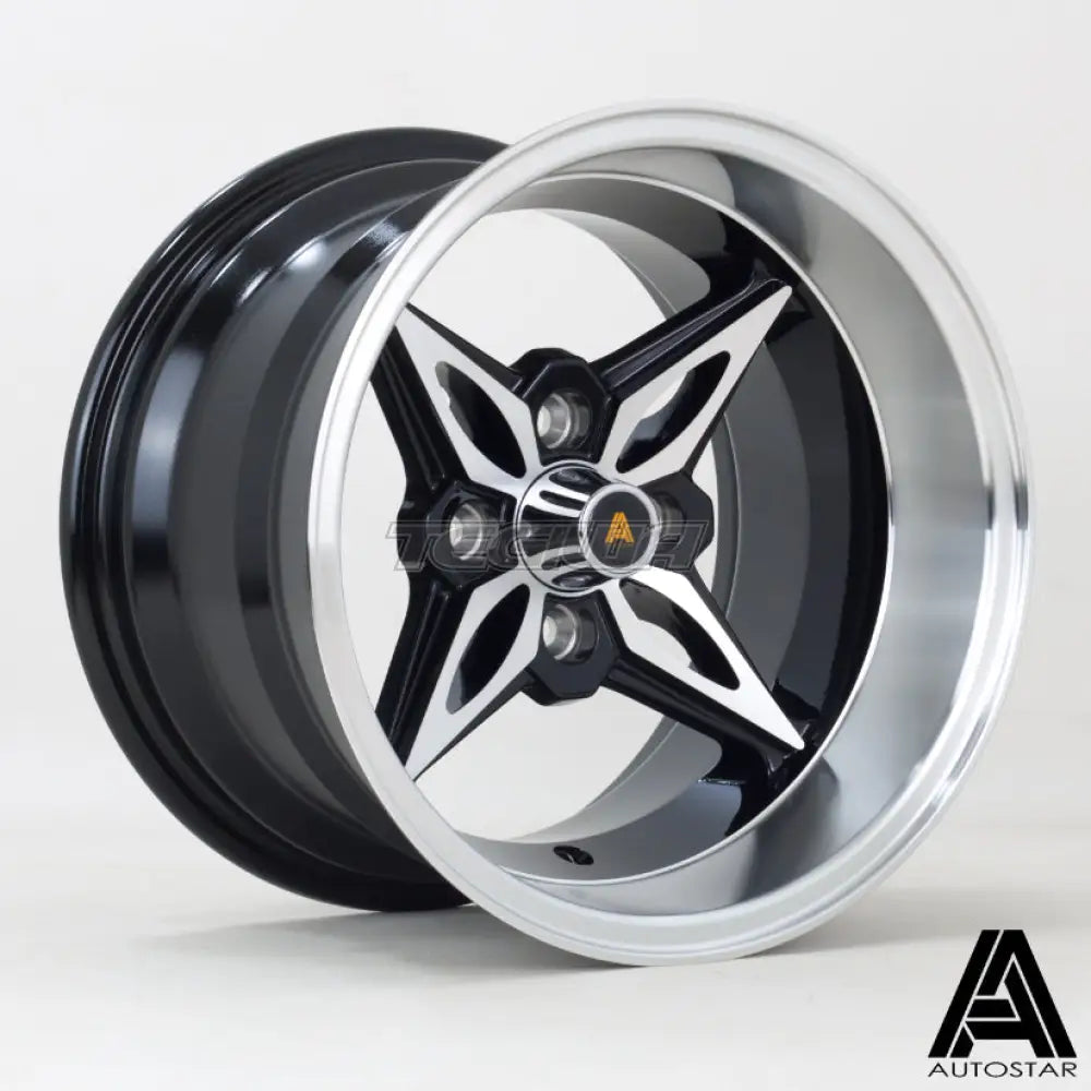 Autostar Kanji Alloy Wheel 14x9 ET-13 4x100 Gloss Black Polished Face 73mm CB Alloy Wheels