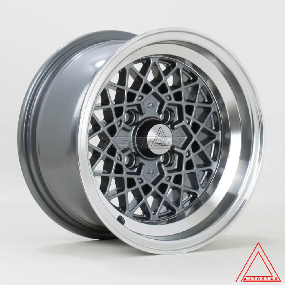 Autostar Kyoshu Alloy Wheel 13x7 ET-7 4x100 Gunmetal Polished Lip 67.1mm CB Alloy Wheels