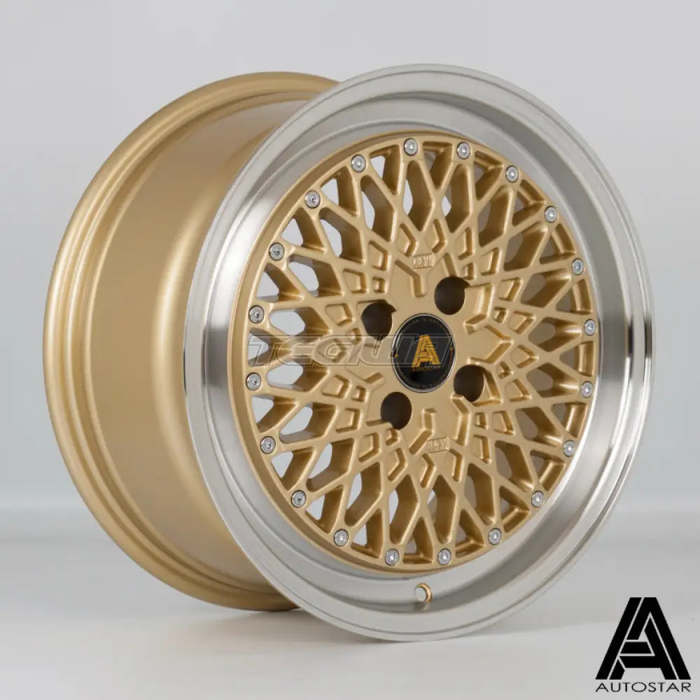 Autostar Minus Alloy Wheel 16x7.5 ET40 4x108 Gold Polished Lip 67.1mm CB Alloy Wheels