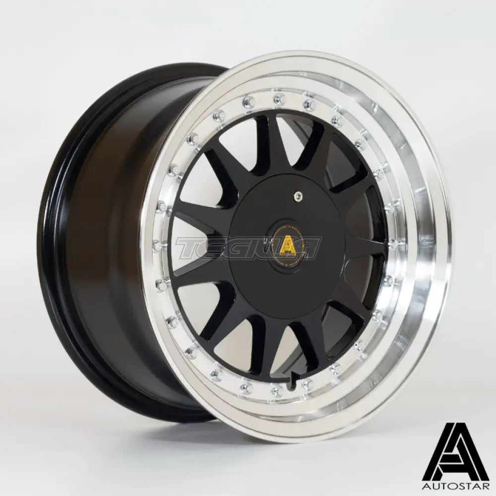 Autostar Raider Alloy Wheel 15x7.5 ET20 4x100,4x108 Black Polished Lip 67.1mm CB Alloy Wheels