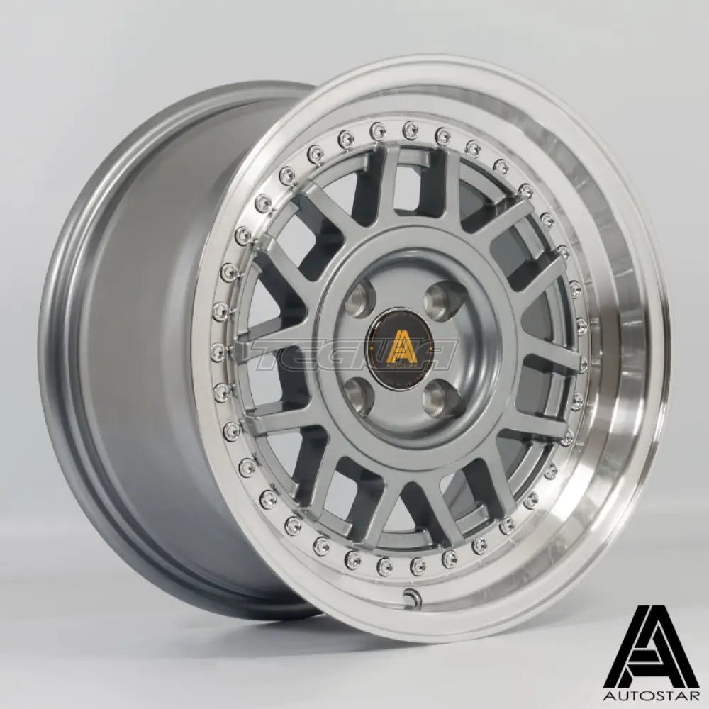 Autostar Storm Alloy Wheel 15x8 ET25 4x100 Gunmetal Polished Lip 67.1mm CB Alloy Wheels