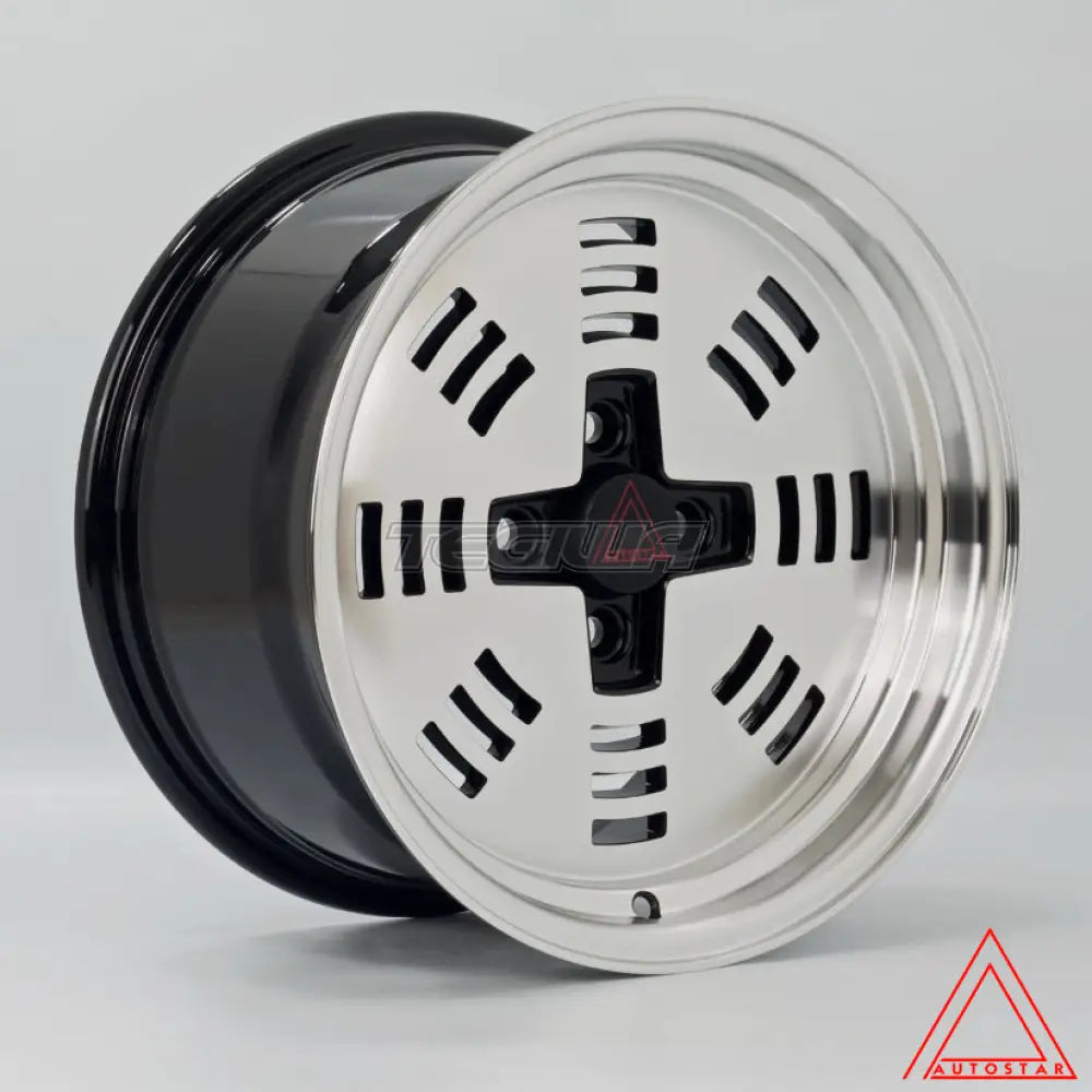 Autostar Sutorro Alloy Wheel 15x8 ET25 4x100 Gloss Black Polished Face 73.1mm CB Alloy Wheels