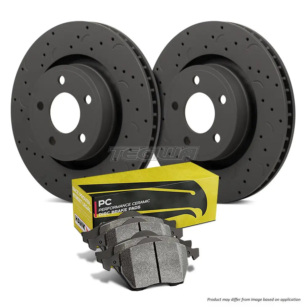 HAWK Performance Brake Kit - PC Pads With Talon Slotted & Drilled Discs Front - HKC5349.470Z