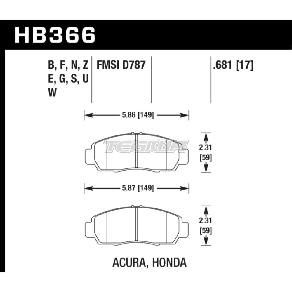 HAWK Performance DTC-70 Motorsports Brake Pads Front - HB366U.681