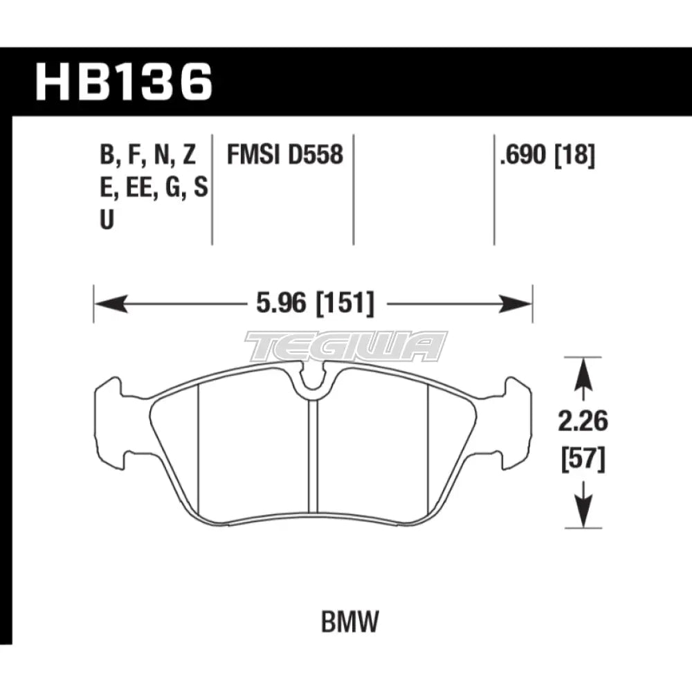 HAWK Performance HPS High Performance Street Brake Pads Front - HB136F.690