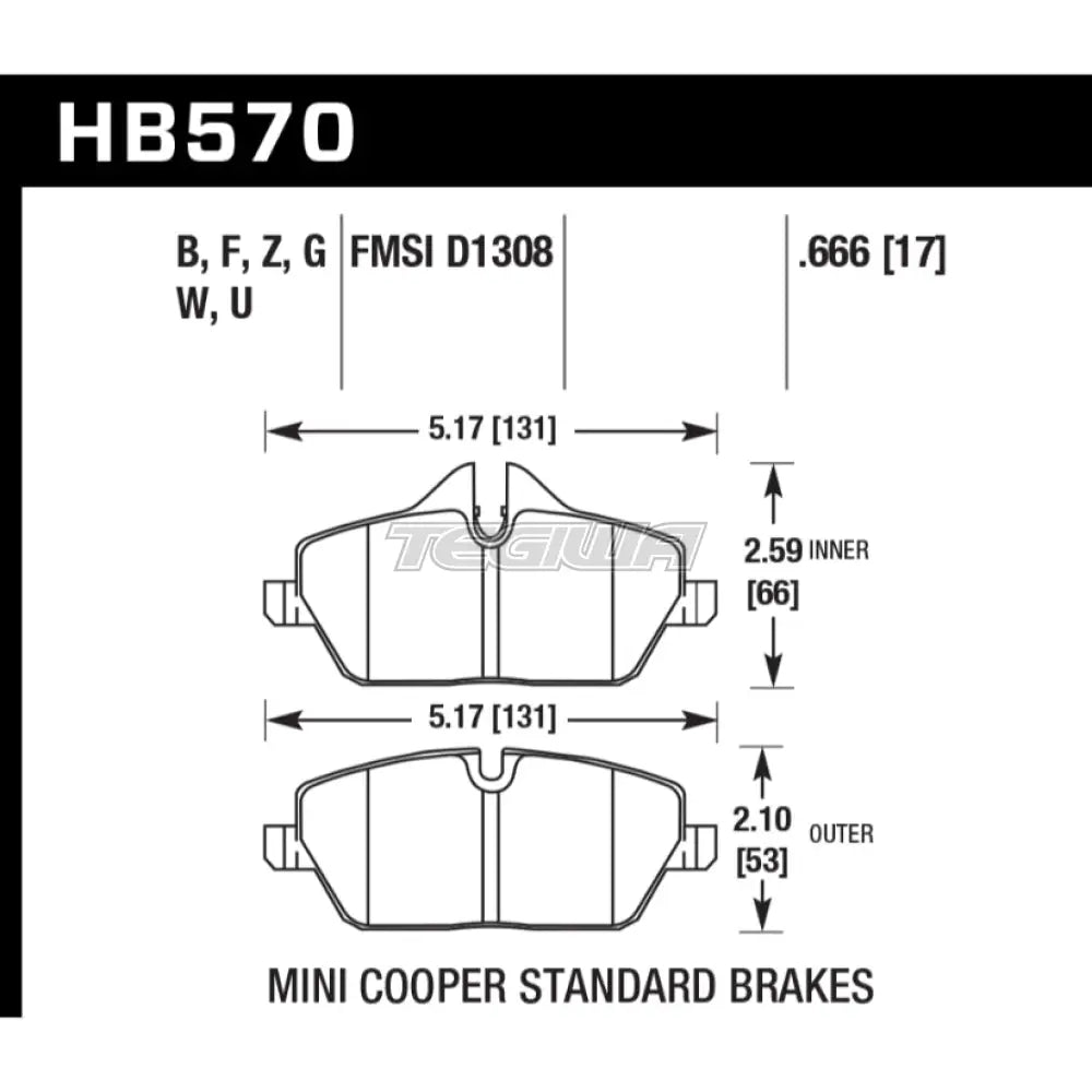 HAWK Performance HPS High Performance Street Brake Pads Front - HB570F.666