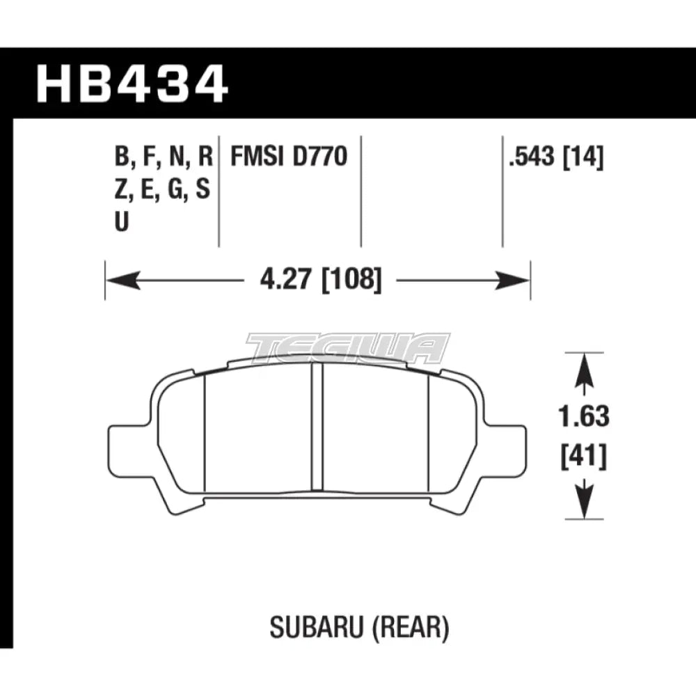 HAWK Performance HT-10 Motorsports Brake Pads Rear - HB434S.543