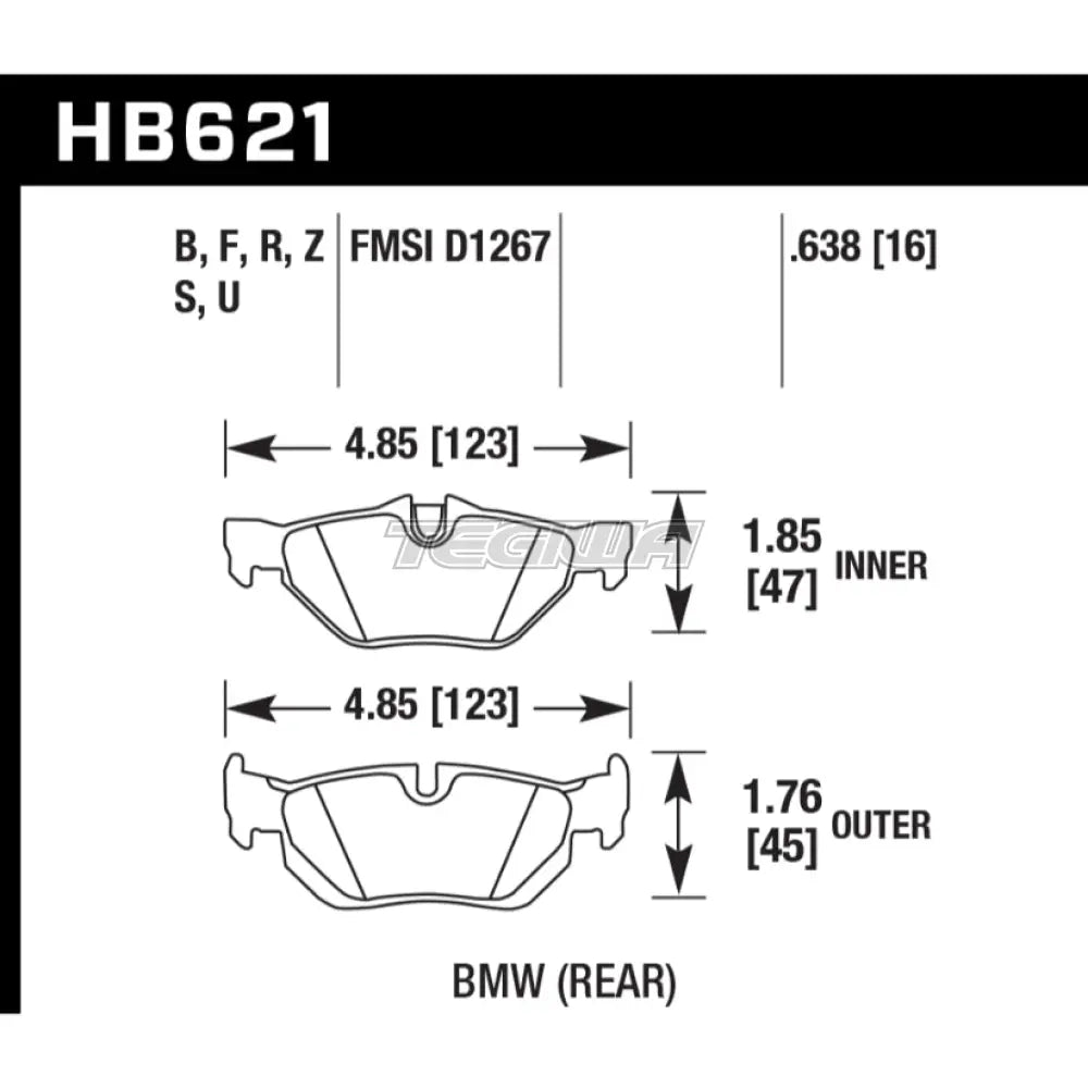 HAWK Performance PC Performance Ceramic Street Brake Pads Rear - HB621Z.638