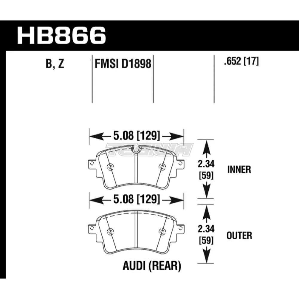 HAWK Performance PC Performance Ceramic Street Brake Pads Rear - HB866Z.652