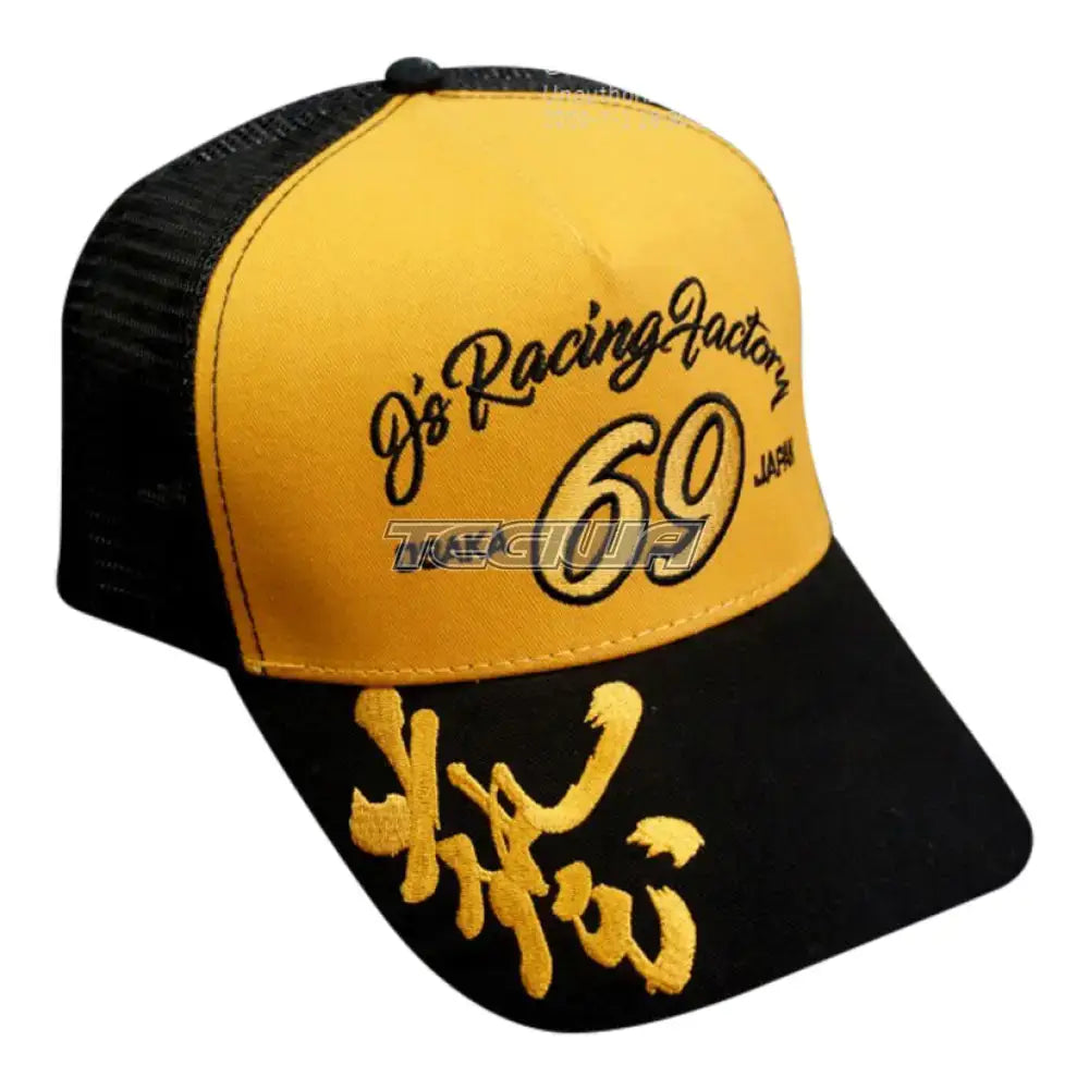 J’s Racing WAZA 69 Gold Mesh cap Black/yellow Hats