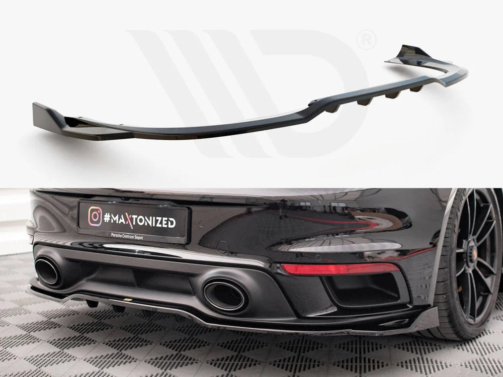 Maxton Design Central Rear Splitter Vertical Bars Porsche 911 Turbo S 992