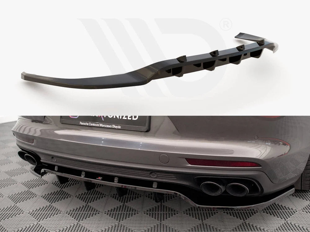 Maxton Design Central Rear Splitter Vertical Bars Porsche Panamera E-Hybrid 971