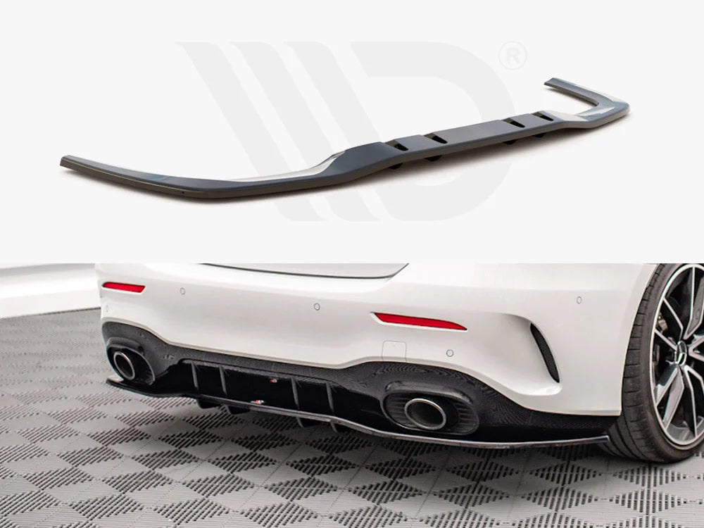 Maxton Design Central Rear Splitter Vertical Bars V.1 Mercedes A35 AMG Sedan V177 2018-