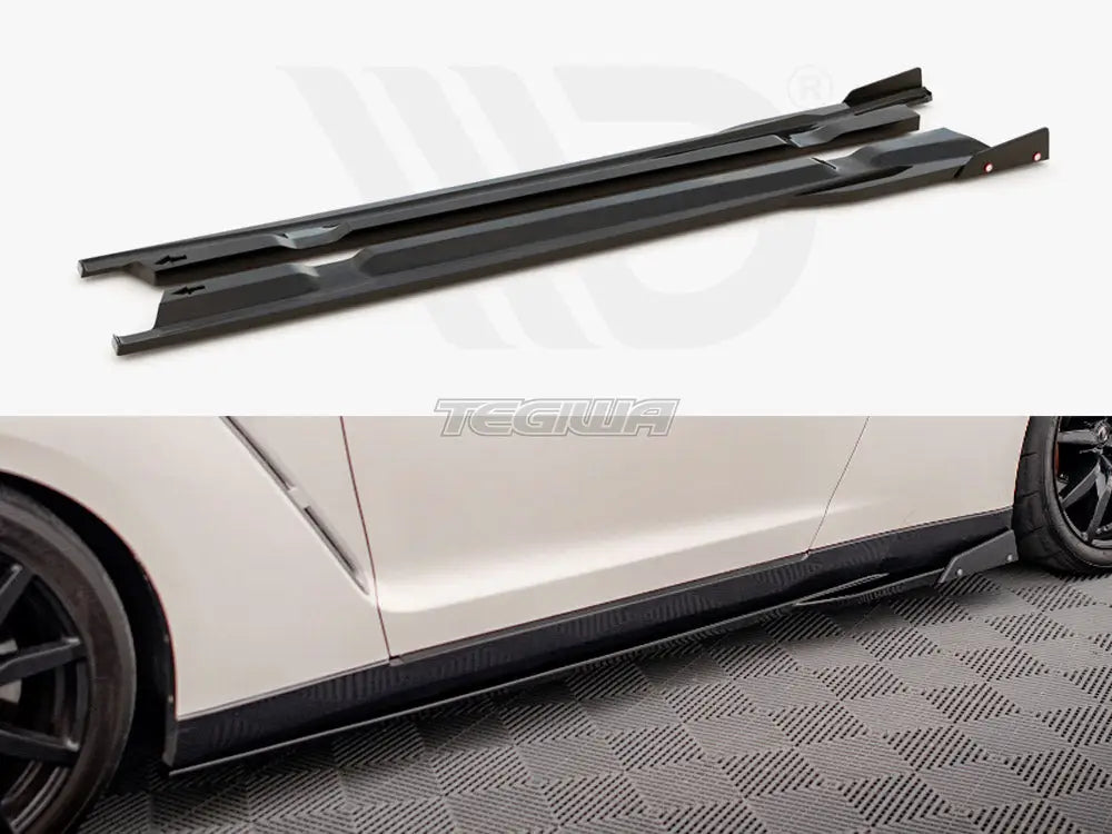Maxton Design Side Skirts Diffusers + Flaps Nissan GTR R35 Facelift