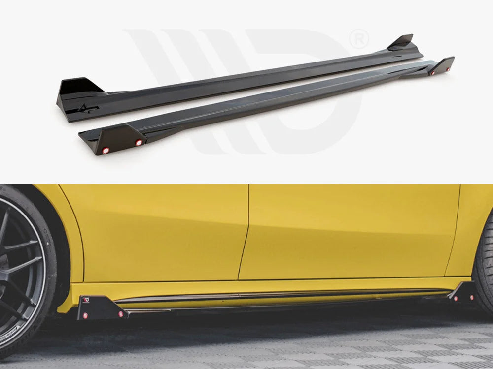 Maxton Design Side Skirts Diffusers +flaps V2 Mercedes AMG A45 S 2019-