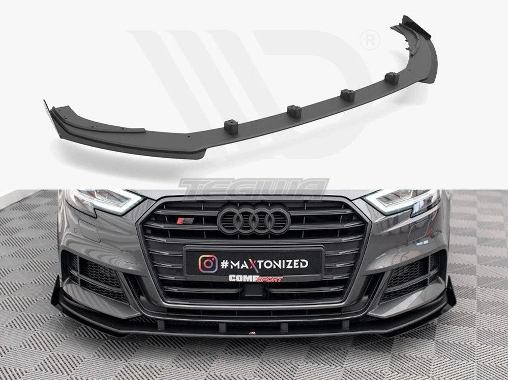 Maxton Design Street PRO Front Splitter V.1 +flaps Audi S3 Sportback 8V Facelift