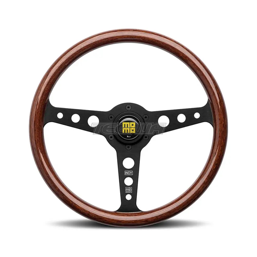 Momo Indy Heritage Steering Wheel 350Mm Mahogany Wood/Black Spoke Wheels And Accessories