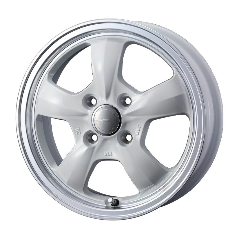 Gyraft 5S Alloy Wheel 12x4 ET43 4x100 White Polished Rim 73mm CB