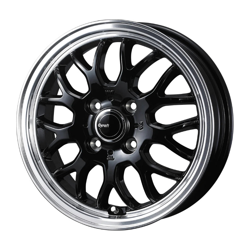Gyraft 9M Alloy Wheel 12x4 ET43 4x100 Black Polished Rim 73mm CB