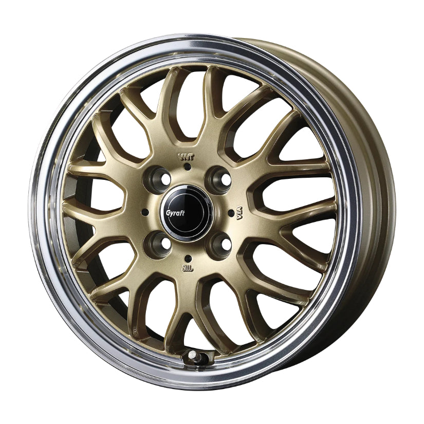 Gyraft 9M Alloy Wheel 15x4.5 ET45 4x100 Gold Polished Rim 73mm CB